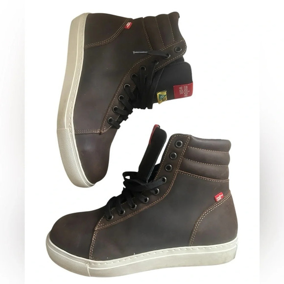 Mellow Walk women’s 6.5 NEW steel toed Canada approved high tops brown leather - Picture 1 of 9